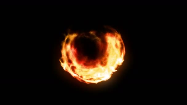 Plasma Feuerball Mit Flammen Auf Schwarzem Hintergrund Schönes Licht Glühende — Stockvideo