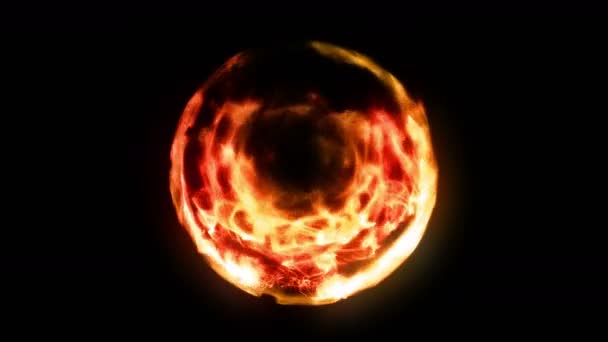 Boule Feu Plasma Avec Flammes Sur Fond Noir Belle Lumière — Video