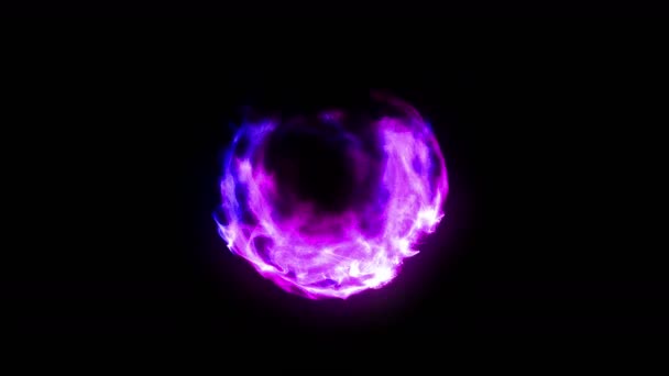 Boule Feu Plasma Avec Flammes Sur Fond Noir Belle Lumière — Video