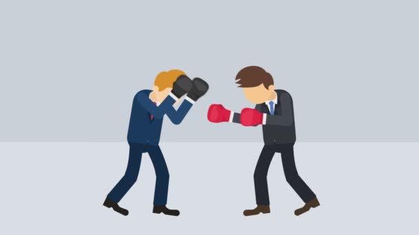 Business Man Battle Wearing Boxing Gloves Fighting Business Competition Concept — Stock Video