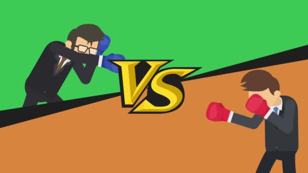 Gegen Bildschirm Geschäftsmann Kämpft Mit Boxhandschuhen Grün Gegen Orange Geschäftskampf — Stockvideo