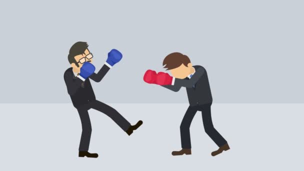 Business Man Battle Wearing Boxing Gloves Fighting Business Competition Concept — Stock Video