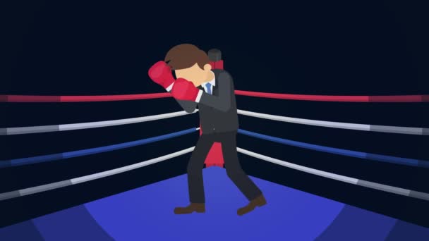 Oportunidade Negócios Conceito Sucesso Lutar Ringue Boxe Empresário Usar Luvas — Vídeo de Stock