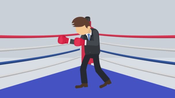 Business Chance Success Concept Fighting Boxing Ring Businessman Wearing Boxing — Stock Video