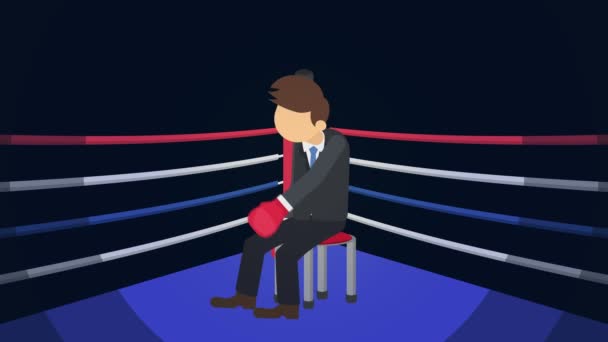 Oportunidade Negócios Conceito Sucesso Lutar Ringue Boxe Homem Negócios Vencer — Vídeo de Stock
