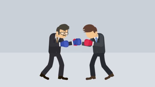 Business Man Battle Wearing Boxing Gloves Fighting Business Competition Concept — Stock Video