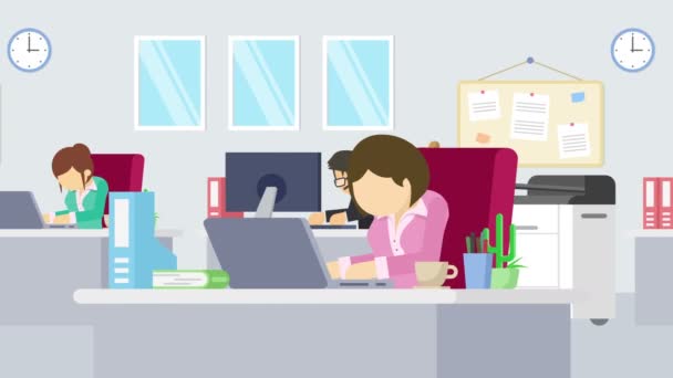 Equipo Negocios Está Trabajando Concepto Comunicación Empresarial Empresario Oficina Animación — Vídeo de stock