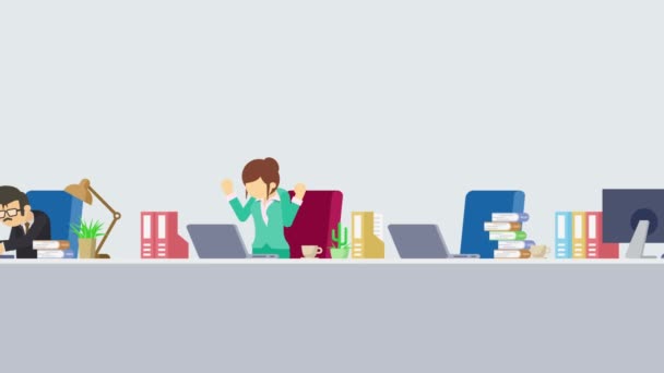 일하고 사무실의 사업가 애니메이션 — 비디오