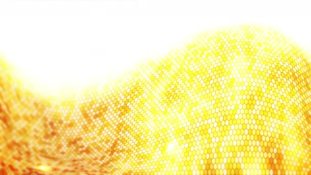 黄色の電気雷ハニカムの背景 輝く光で電気六角形を光る ビジネステクノロジーループアニメーション — ストック動画