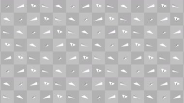 El yapımı kağıt uçak koleksiyonu. Gri arka planda akan beyaz kağıt uçağın animasyonu. İş bağlantısı konsepti. Origami uçağı uçuyor.