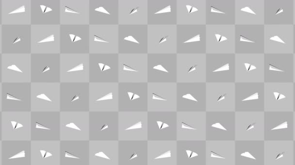 Handmade Paper Plane Collection Loop Animation Flowing White Paper Plane — Stock Video