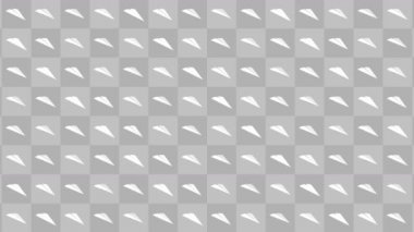 El yapımı kağıt uçak koleksiyonu. Gri arka planda akan beyaz kağıt uçağın animasyonu. İş bağlantısı konsepti. Origami uçağı uçuyor.