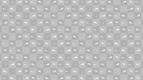 手作り紙飛行機コレクション 灰色の背景に白い紙飛行機を流れるのループアニメーション ビジネス接続の概念 折り紙飛行機飛行 — ストック動画