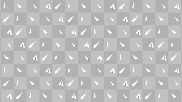Handgemachte Papierfliegersammlung Schleifenanimation Einer Fließenden Weißen Papierebene Auf Grauem Hintergrund — Stockvideo