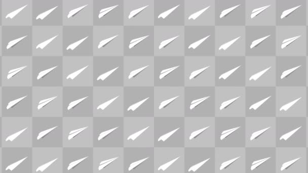 Ručně Vyrobená Sbírka Papírových Letadel Animace Proudící Bílé Papírové Roviny — Stock video