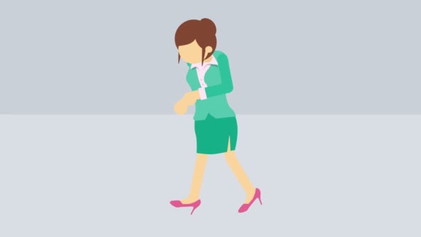 Geschäftsfrau Fuß Zur Arbeit Leere Moderne Büros Geschäftsarbeitsplätze Erfolgskonzept Flache — Stockvideo
