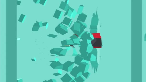超级英雄商人打破了城墙 商业概念 自由和挑战 战胜它 平面风格的循环动画 — 图库视频影像