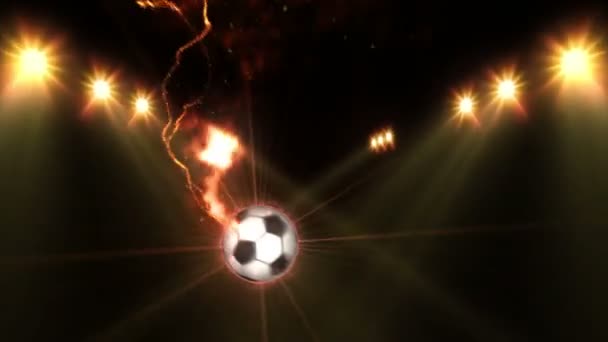 Ballon Football Sur Terrain Sous Éclairage Couleur Concept Équipe Sportive — Video