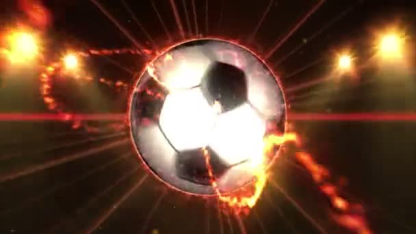 Μπάλα Ποδοσφαίρου Στο Πεδίο Κάτω Από Έγχρωμο Φωτισμό Έννοια Αθλητικής — Αρχείο Βίντεο