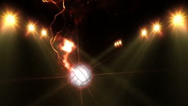 Volley Ball Sur Terrain Sous Éclairage Couleur Concept Équipe Sportive — Video