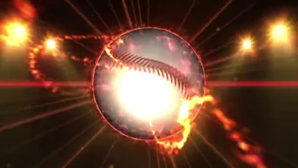 Béisbol Campo Bajo Iluminación Color Concepto Equipo Deportivo Estadio Tierra — Vídeo de stock