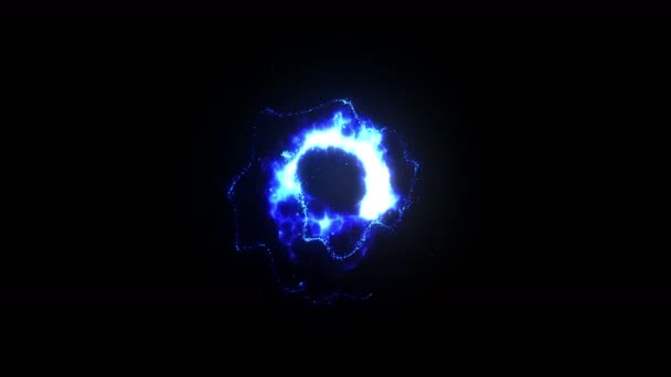 Палаючий Вогонь Іскрами Синя Блискуча Вогнева Анімація Абстрактні Вогняні Частинки — стокове відео