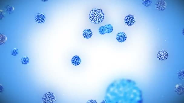 病毒细胞呈球形 引起感染的病原病毒 人类病毒的循环动画 细菌的微生物 病毒性疾病的爆发 — 图库视频影像