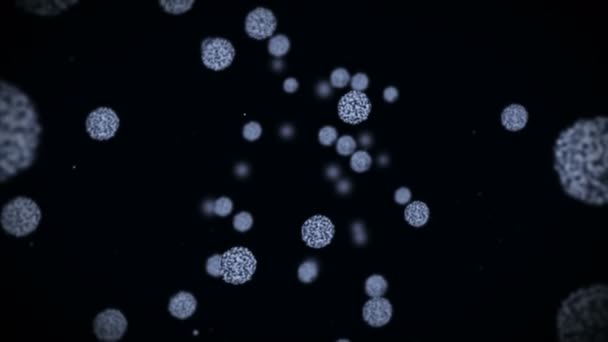 病毒细胞呈球形 引起感染的病原病毒 人类病毒的循环动画 细菌的微生物 病毒性疾病的爆发 — 图库视频影像