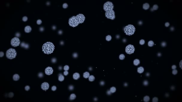球状のウイルス細胞 病原性ウイルスが感染を引き起こす ヒトウイルスのループアニメーション 細菌微生物 ウイルス性疾患の発生 — ストック動画