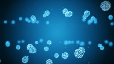 Küre şeklinde bir virüs hücresi. Enfeksiyona neden olan patojenik virüsler. İnsan virüsünün döngüsel animasyonu. Bakteriyel mikroorganizma. Virüs salgını.