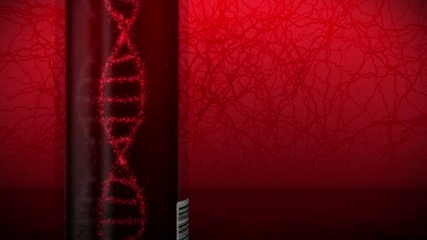 Κύτταρο Του Συστήματος Dna Κόκκινο Αίμα Στο Δοκιμαστικό Σωλήνα Εξοπλισμός — Αρχείο Βίντεο