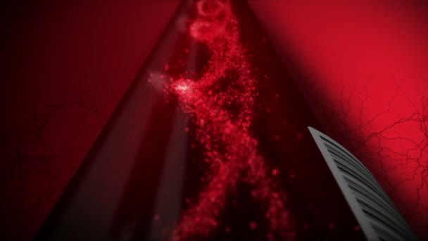 Molekuła Układu Dna Czerwoną Krwią Probówce Sprzęt Badań Krwi Animacja — Wideo stockowe