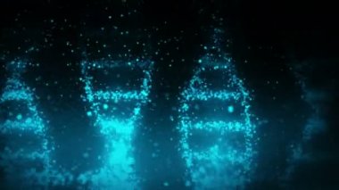 Genetik kodun sembolü olarak DNA molekül sarmalı. Tıp ve teknoloji kavramı. Bilim biyoteknolojisi. Döngü canlandırması.