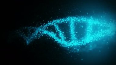 Genetik kodun sembolü olarak DNA molekül sarmalı. Tıp ve teknoloji kavramı. Bilim biyoteknolojisi. Döngü canlandırması.