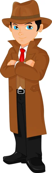 stock vector Cute boy detective posing