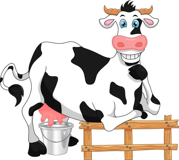 Carino mucca cartone animato posa — Vettoriale Stock