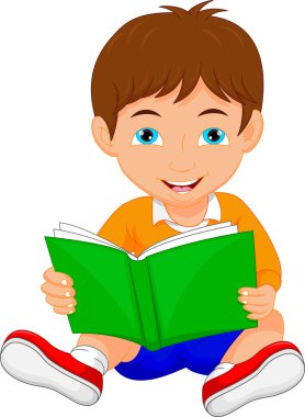 Kitap okuyan sevimli çocuk.