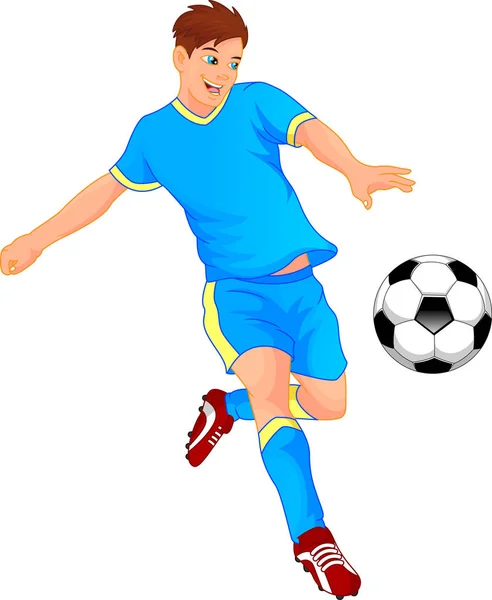 Cute boy soccer player — Stock Vector