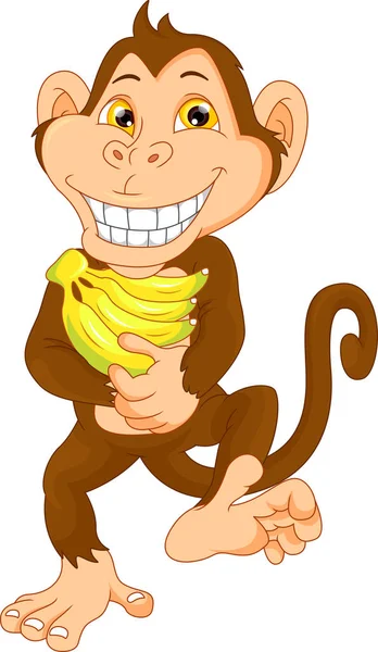 Happy monkey tecknad med banan — Stock vektor