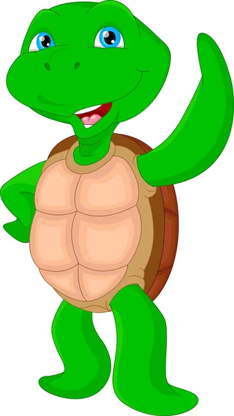 Lindo tortuga verde de dibujos animados — Vector de stock