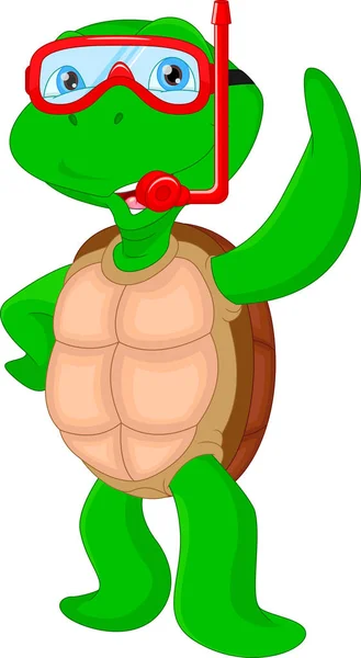 Lindo tortuga verde de dibujos animados — Vector de stock