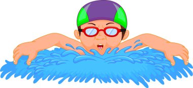 Küçük çocuk yüzücü çizgi film