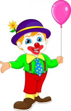 çocuk balon tutan Palyaço Kostüm karikatür