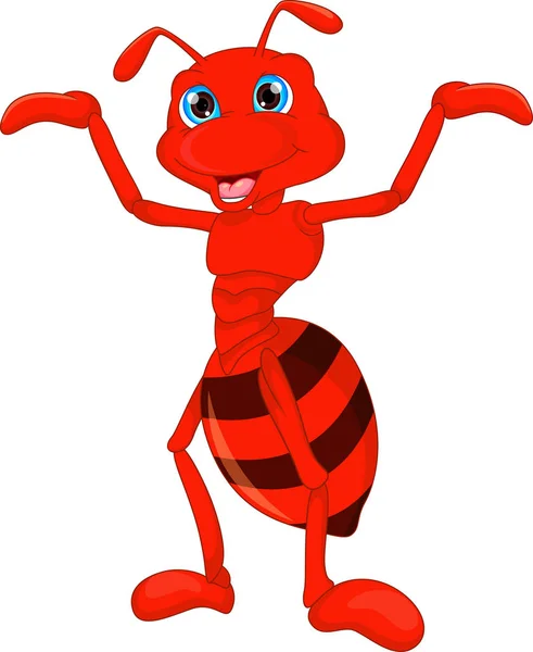 Desenho animado formiga vermelha bonito — Vetor de Stock
