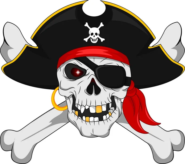 Piraat schedel en gekruiste beenderen — Stockvector