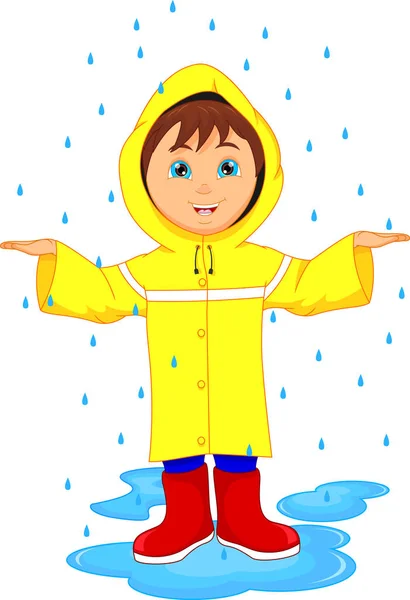 Küçük çocuk yağmurluk — Stok Vektör