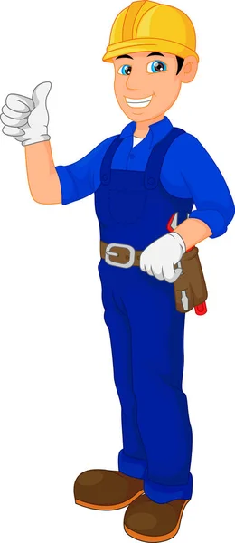 Mechanic cartoon thumb up — Stock Vector