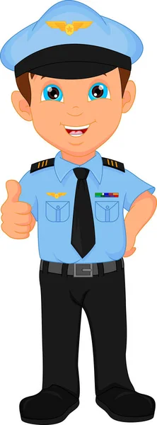 Lindo chico usando piloto traje ondeando — Vector de stock