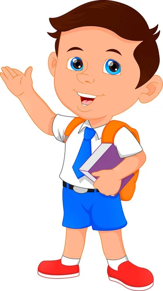Happy school boy cartoon — Stock Vector