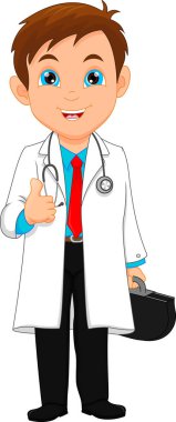 genç doktor başparmak yukarı